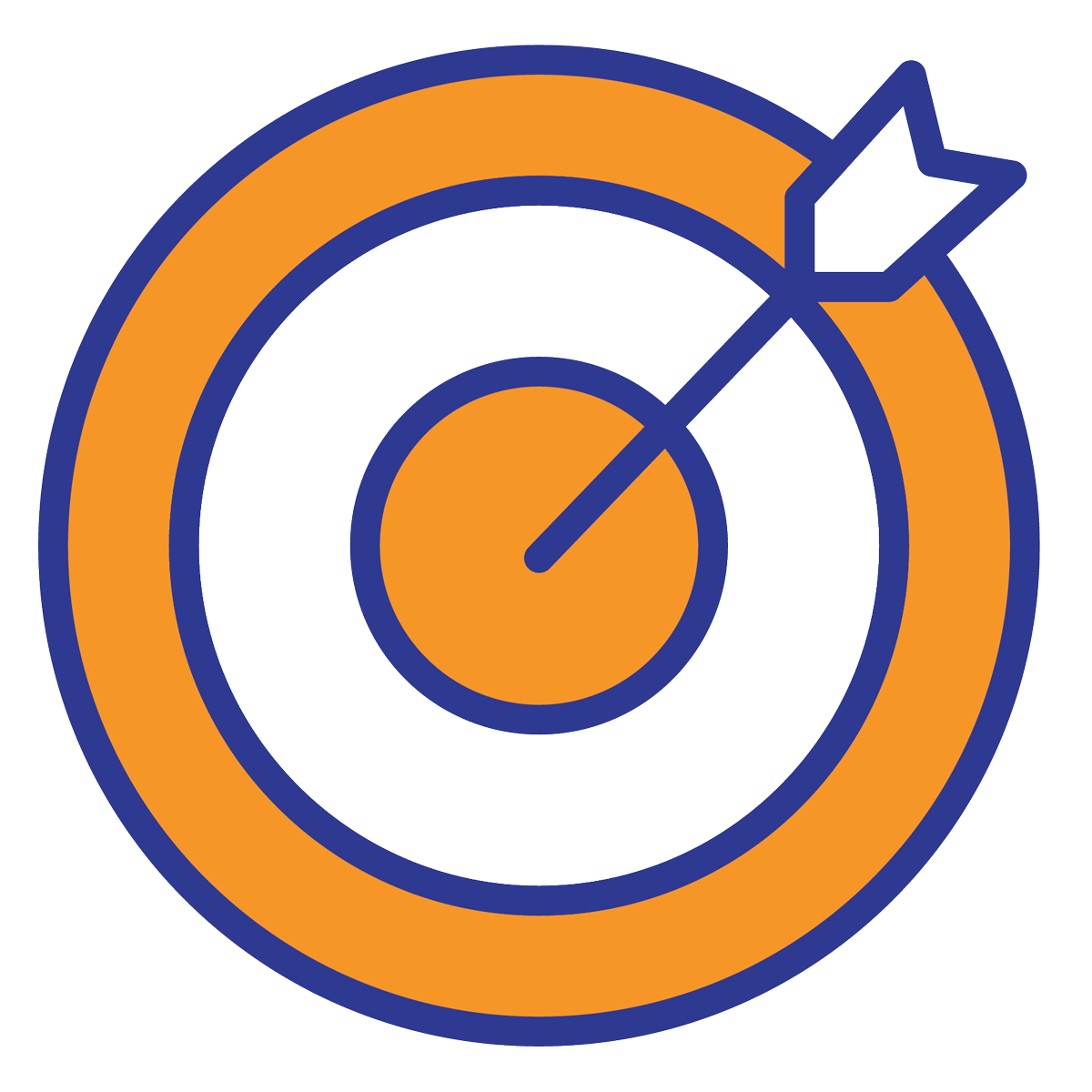 Orange and white target with arrow in the center